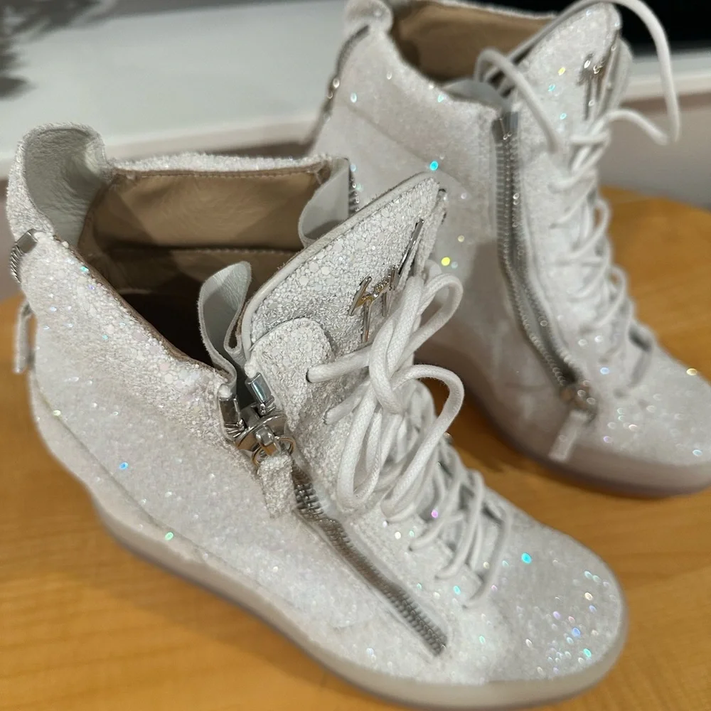 Giuseppe Zanotti Glitter Wedge Sneakers - Picture 2 of 7